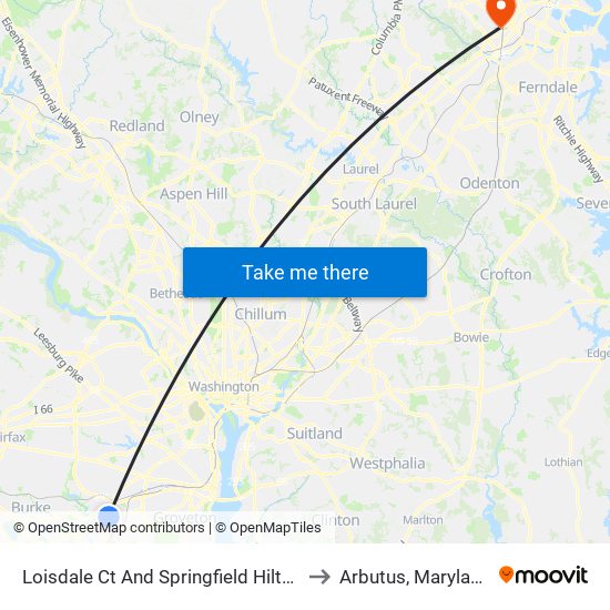 Loisdale Ct And Springfield Hilton to Arbutus, Maryland map