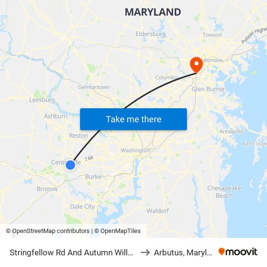 Stringfellow Rd And Autumn Willow Dr to Arbutus, Maryland map