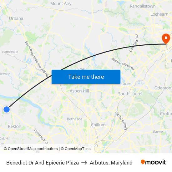 Benedict Dr And Epicerie Plaza to Arbutus, Maryland map