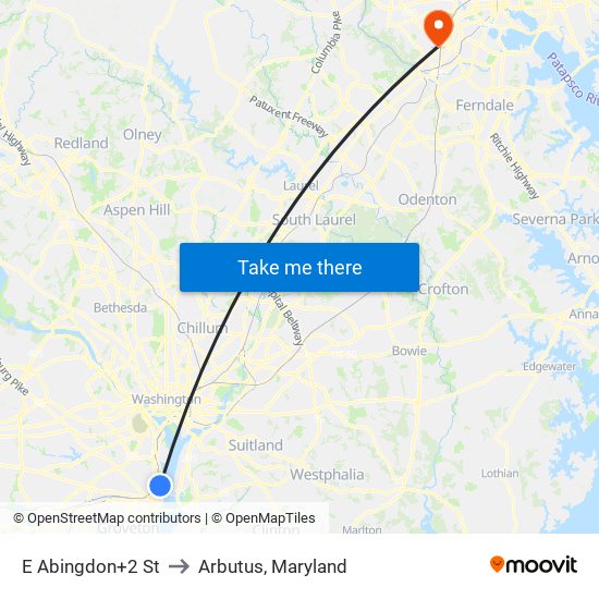 E Abingdon+2 St to Arbutus, Maryland map