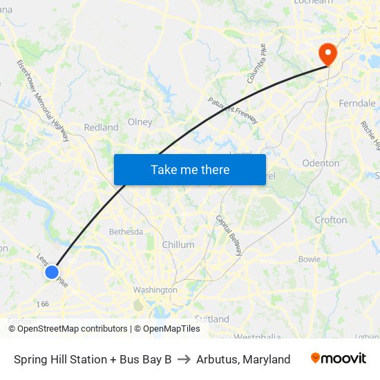 Spring Hill Station + Bus Bay B to Arbutus, Maryland map