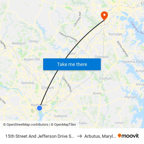 15th Street And Jefferson Drive SW (Sb) to Arbutus, Maryland map