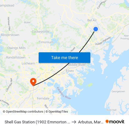 Shell Gas Station (1902 Emmorton Rd/Rt 924) to Arbutus, Maryland map