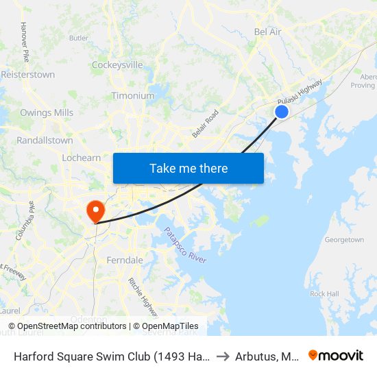 Harford Square Swim Club (1493 Harford Square Dr) to Arbutus, Maryland map