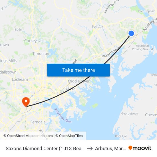 Saxon's  Diamond Center (1013 Beards Hill Rd) to Arbutus, Maryland map