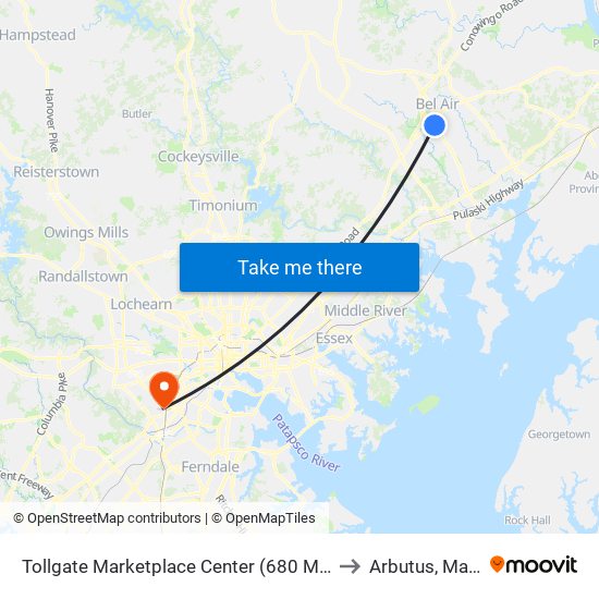 Tollgate Marketplace Center (680 Marketplace Dr) to Arbutus, Maryland map