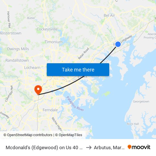 Mcdonald's (Edgewood) on Us 40 by Mailbox to Arbutus, Maryland map