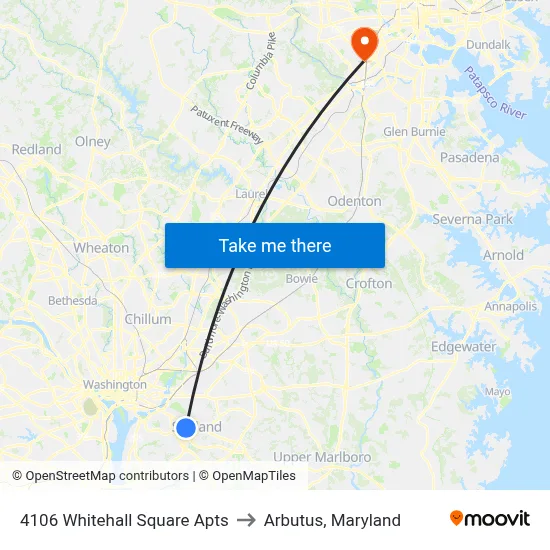 4106 Whitehall Square Apts to Arbutus, Maryland map