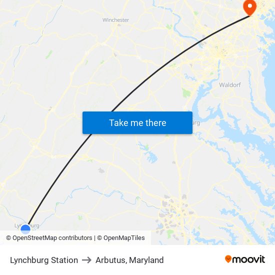 Lynchburg Station to Arbutus, Maryland map