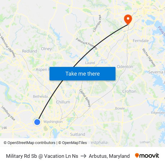 Military Rd Sb @ Vacation Ln Ns to Arbutus, Maryland map