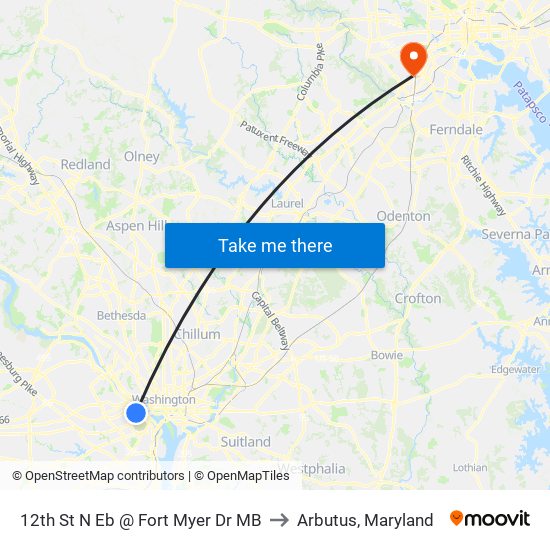 12th St N Eb @ Fort Myer Dr MB to Arbutus, Maryland map