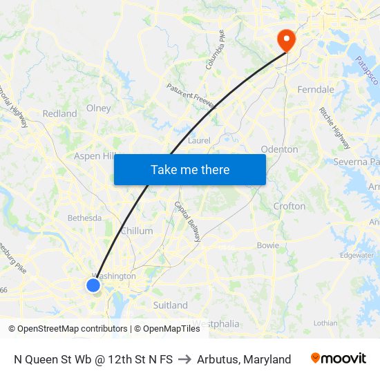 N Queen St Wb @ 12th St N FS to Arbutus, Maryland map