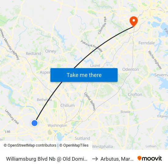 Williamsburg Blvd Nb @ Old Dominion Dr FS to Arbutus, Maryland map