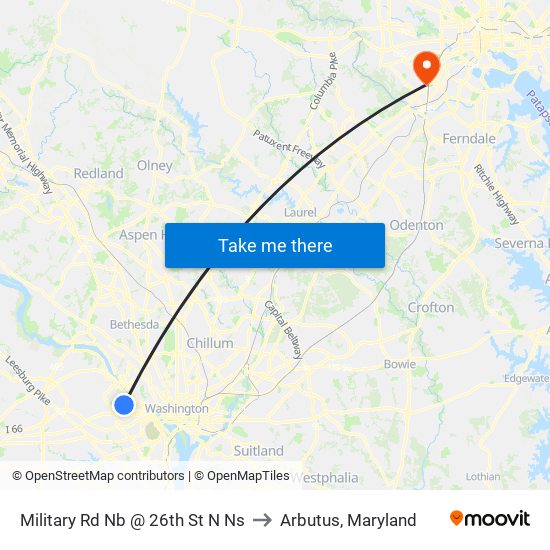 Military Rd Nb @ 26th St N Ns to Arbutus, Maryland map