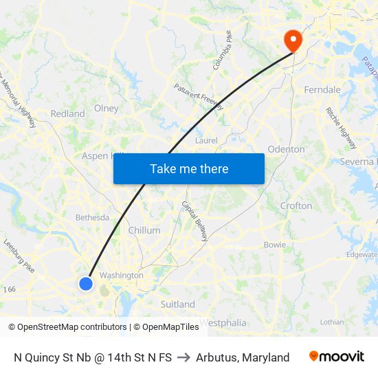 N Quincy St Nb @ 14th St N FS to Arbutus, Maryland map