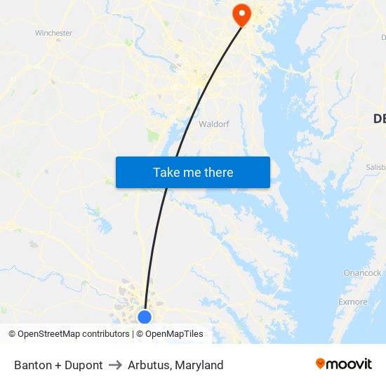 Banton + Dupont to Arbutus, Maryland map