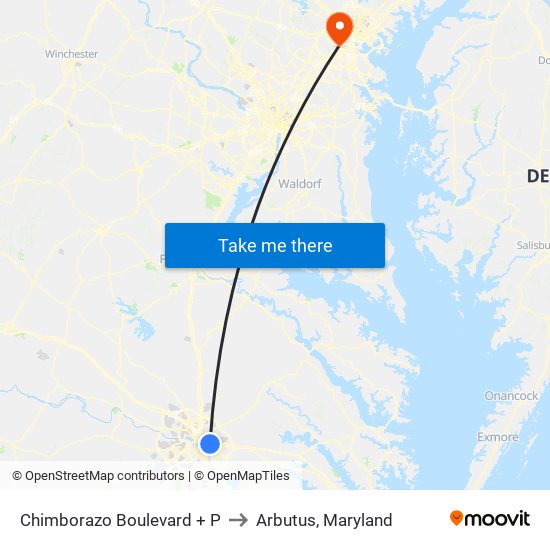 Chimborazo Boulevard + P to Arbutus, Maryland map