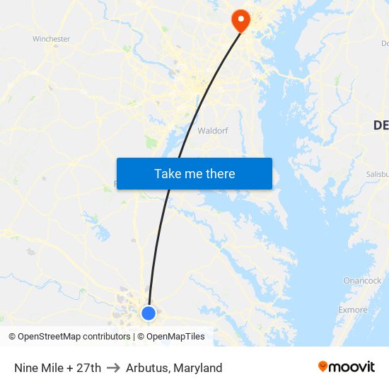 Nine Mile + 27th to Arbutus, Maryland map
