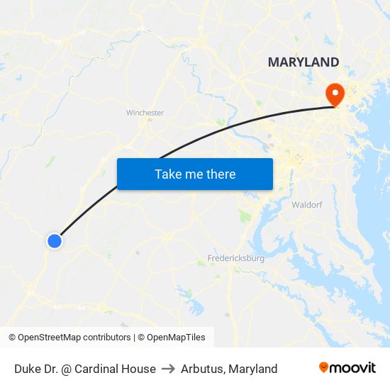 Duke Dr. @ Cardinal House to Arbutus, Maryland map