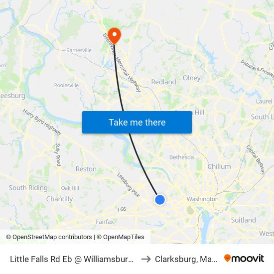 Little Falls Rd Eb @ Williamsburg Blvd MB to Clarksburg, Maryland map