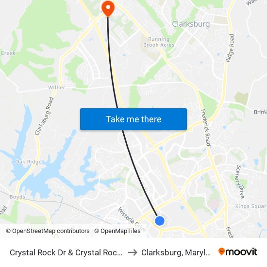 Crystal Rock Dr & Crystal Rock Ct to Clarksburg, Maryland map