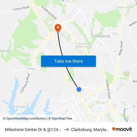 Milestone Center Dr & @12450 to Clarksburg, Maryland map