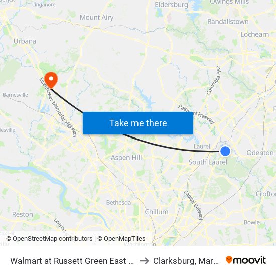 Walmart at Russett Green East - Laurel to Clarksburg, Maryland map