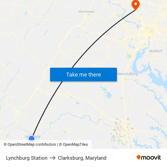 Lynchburg Station to Clarksburg, Maryland map