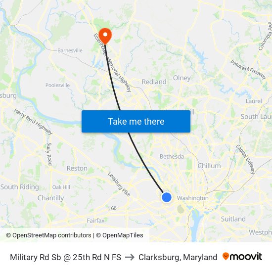 Military Rd Sb @ 25th Rd N FS to Clarksburg, Maryland map