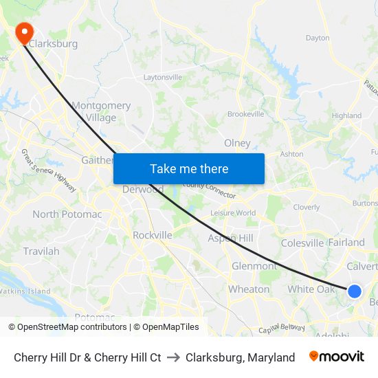 Cherry Hill Dr & Cherry Hill Ct to Clarksburg, Maryland map
