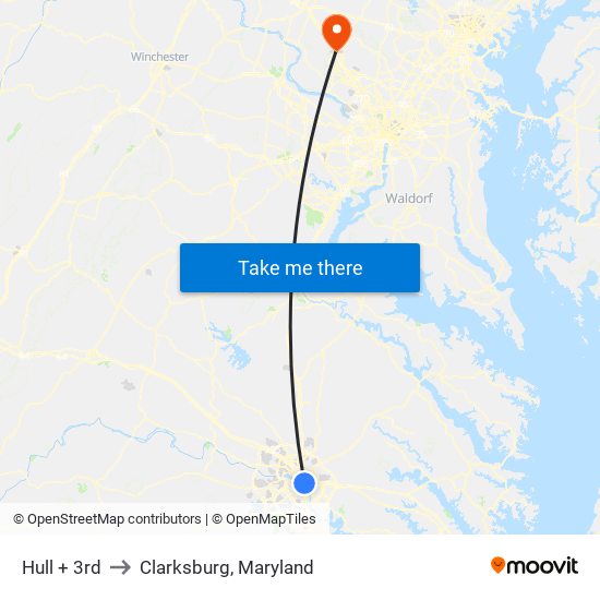 Hull + 3rd to Clarksburg, Maryland map