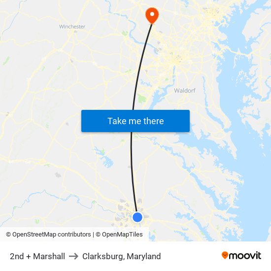 2nd + Marshall to Clarksburg, Maryland map