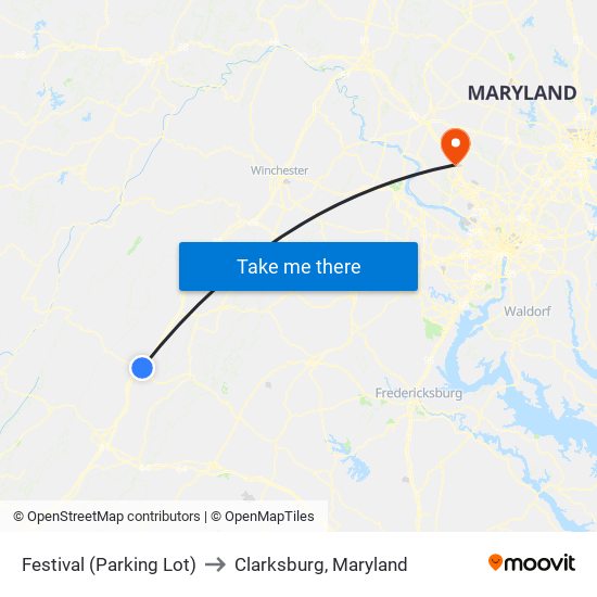 Festival (Parking Lot) to Clarksburg, Maryland map