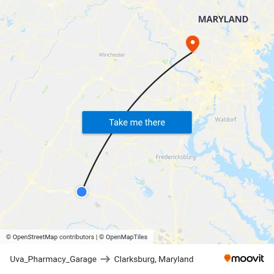 Uva_Pharmacy_Garage to Clarksburg, Maryland map