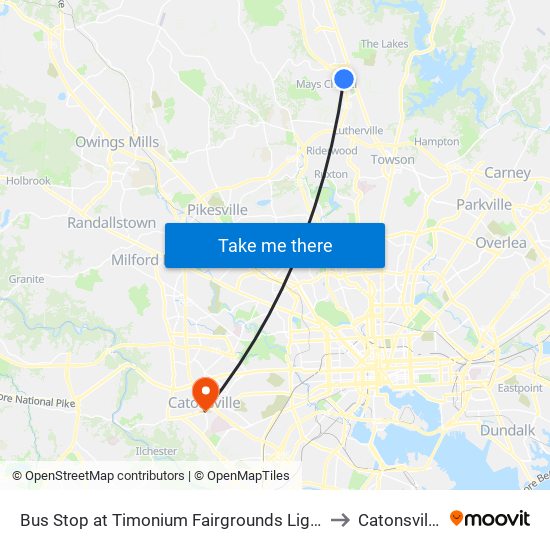 Bus Stop at Timonium Fairgrounds Light Rail Station Sb to Catonsville, MD map