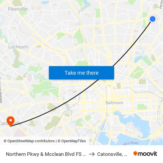 Northern Pkwy & Mcclean Blvd FS Eb to Catonsville, MD map