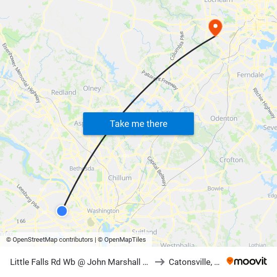 Little Falls Rd Wb @ John Marshall Dr Ns to Catonsville, MD map