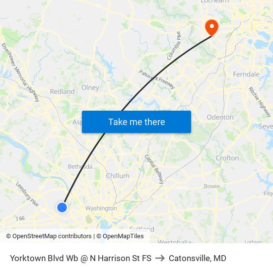 Yorktown Blvd Wb @ N Harrison St FS to Catonsville, MD map