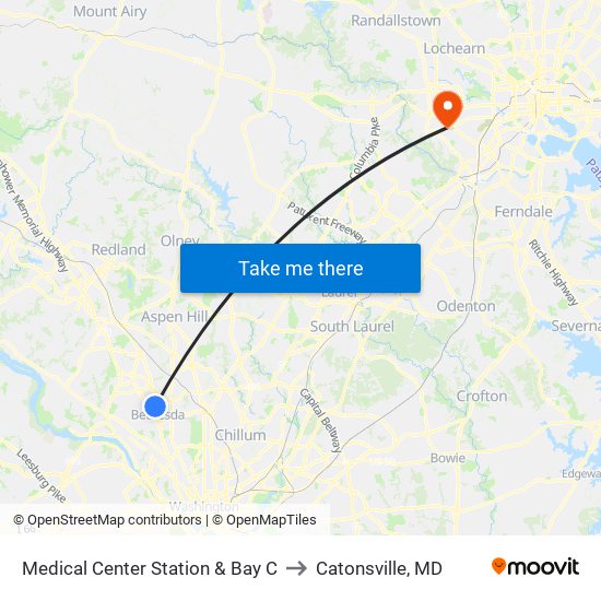 Medical Center Station & Bay C to Catonsville, MD map