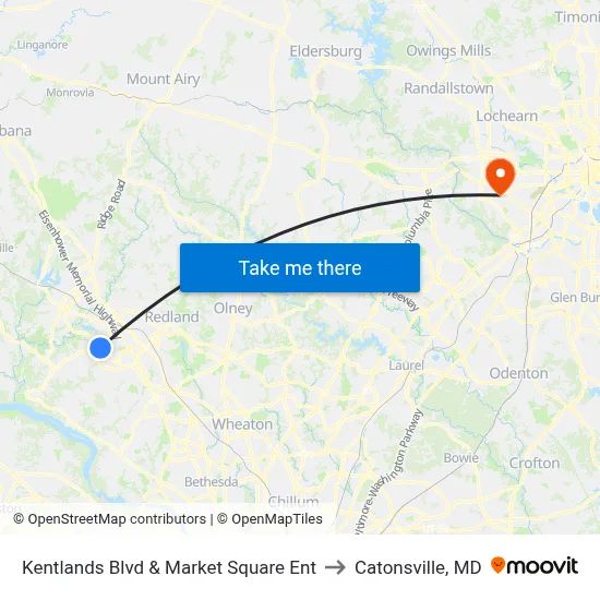 Kentlands Blvd & Market Square Ent to Catonsville, MD map