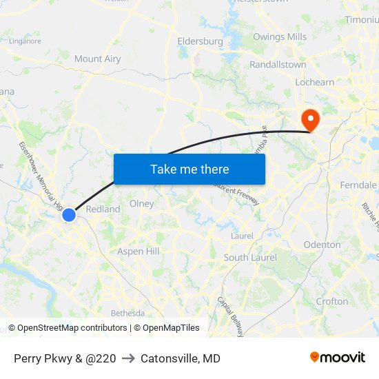 Perry Pkwy & @220 to Catonsville, MD map