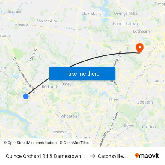 Quince Orchard Rd & Darnestown Rd to Catonsville, MD map