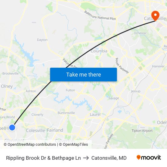 Rippling Brook Dr & Bethpage Ln to Catonsville, MD map