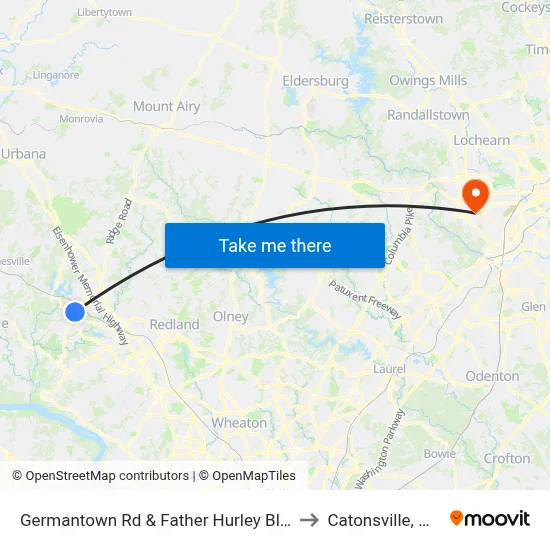 Germantown Rd & Father Hurley Blvd to Catonsville, MD map