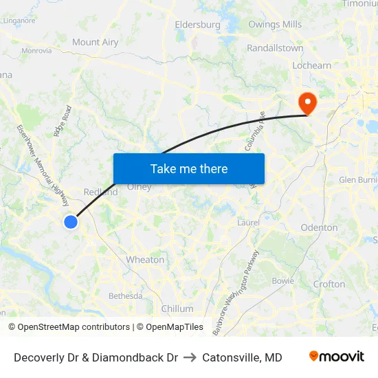 Decoverly Dr & Diamondback Dr to Catonsville, MD map
