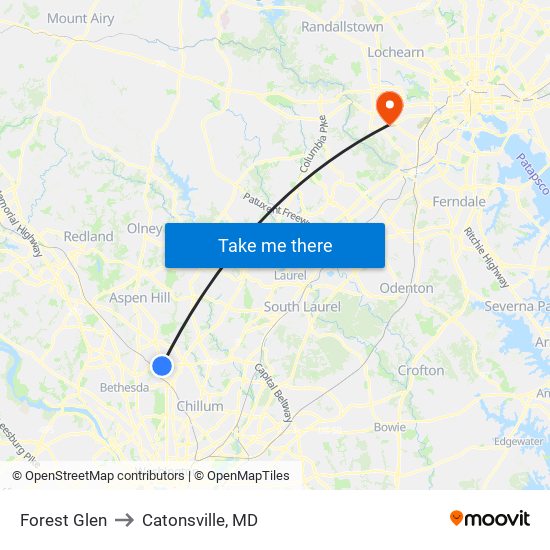 Forest Glen to Catonsville, MD map