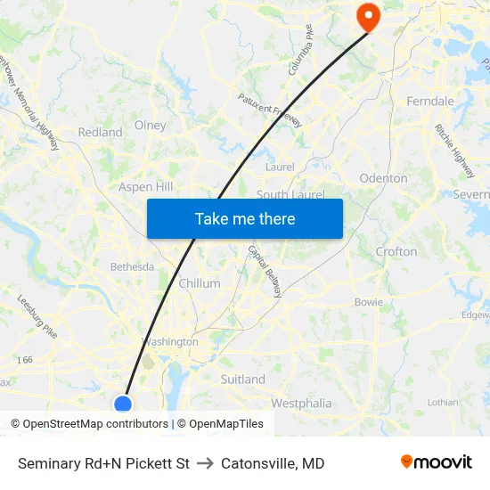 Seminary Rd+N Pickett St to Catonsville, MD map