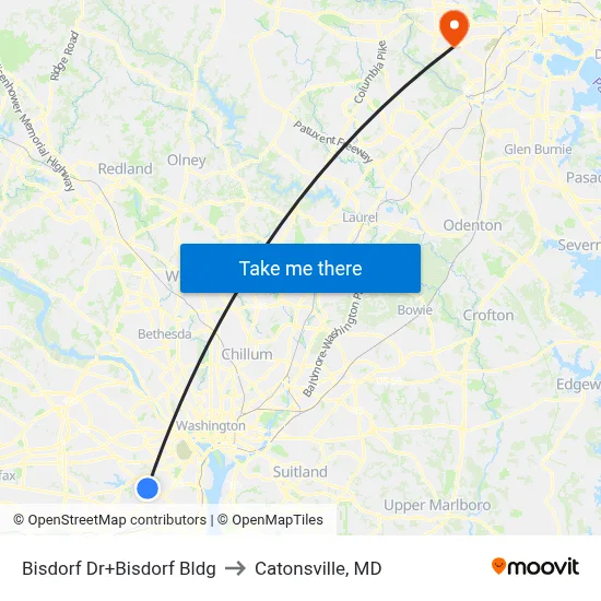Bisdorf Dr+Bisdorf Bldg to Catonsville, MD map