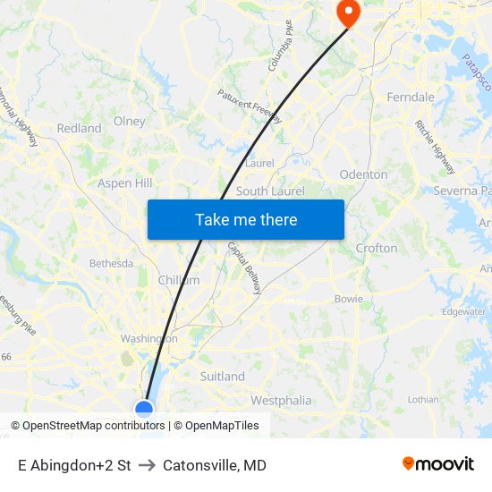 E Abingdon+2 St to Catonsville, MD map