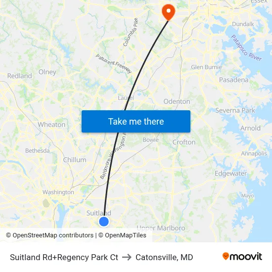 Suitland Rd+Regency Park Ct to Catonsville, MD map